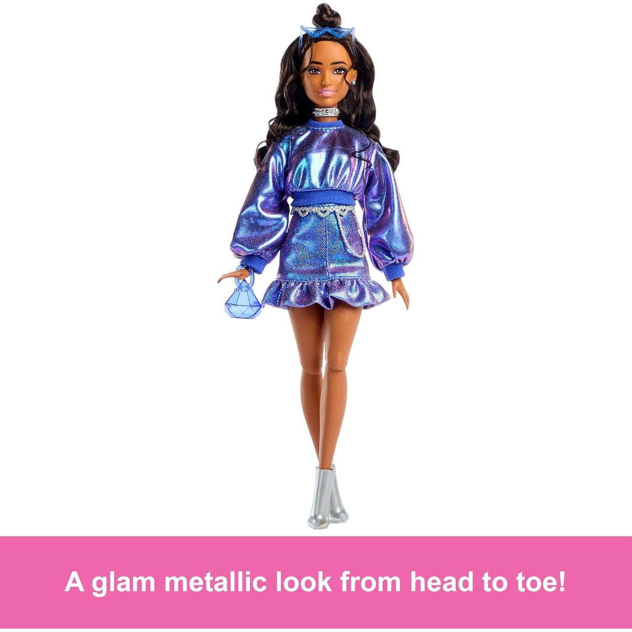 Barbie Deluxe Style Doll #7 in Metallic Blue Top and Skirt