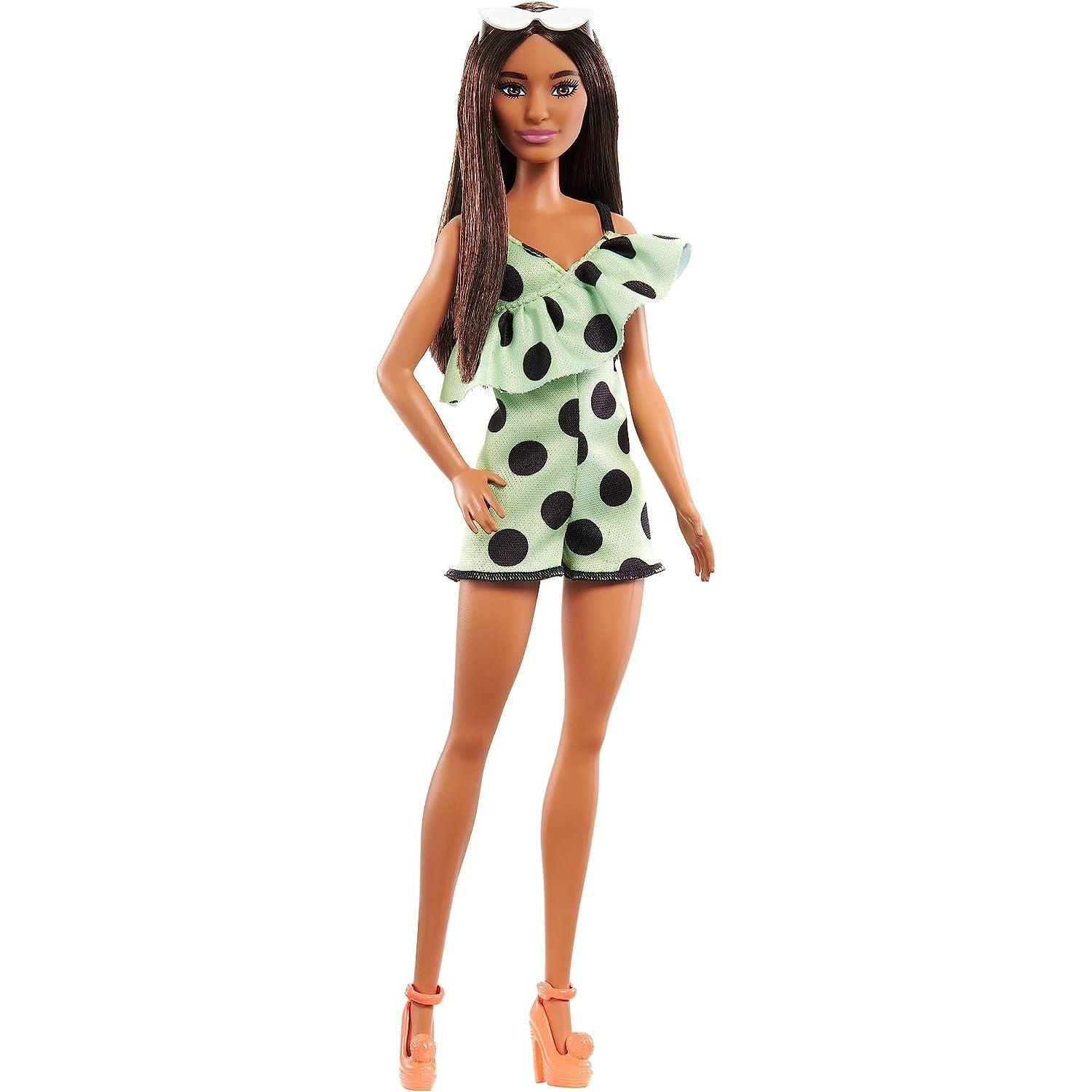 Barbie Fashionista Doll 200 - Brunette with Polka Dot Romper Barbie