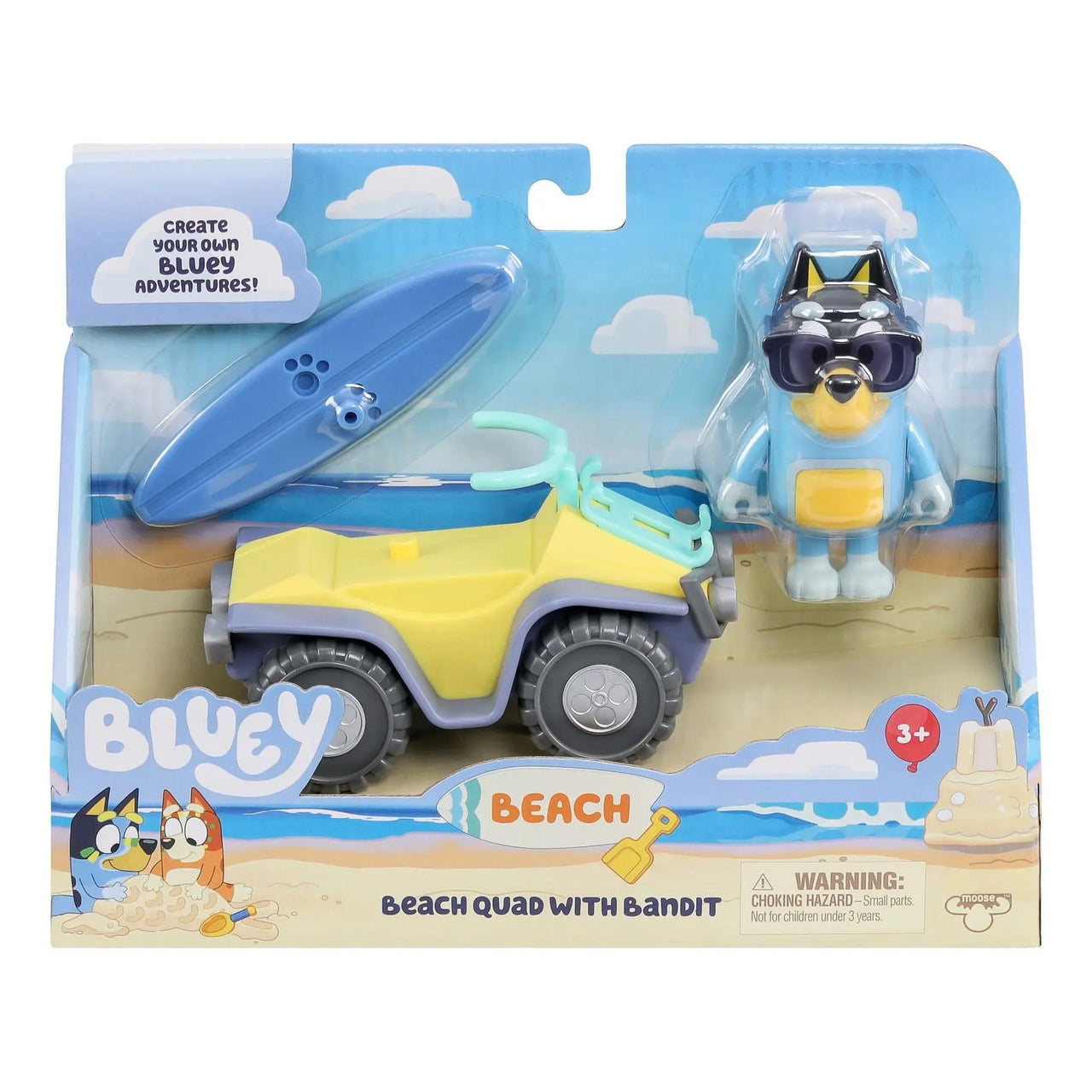 Bluey S9 Figure & Vehicle Pack Beach Quad with Bandit Bluey