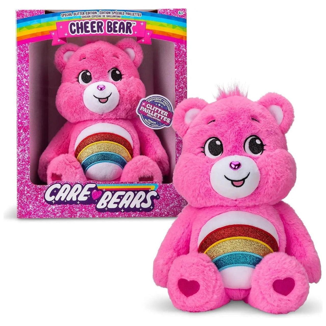 Care Bears 35cm Glitter Belly Cheer Bear Plush Care Bears