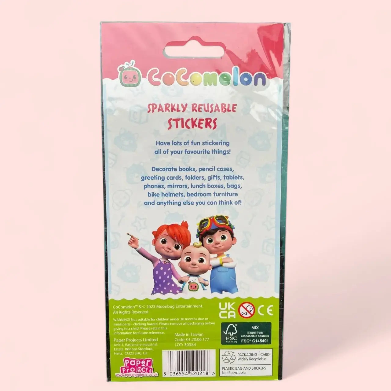 Cocomelon Sparkly Reusable Stickers Paper Projects