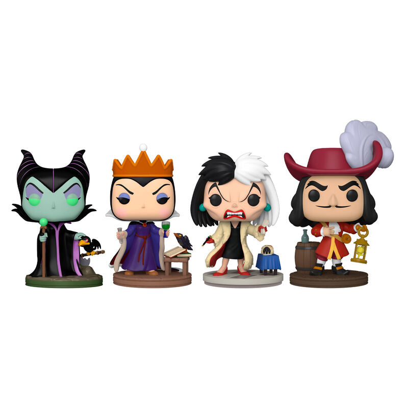 Funko Pop Disney Villains 4 Pack Maleficent / Evil Queen / Cruel De Vil / Captain Hook