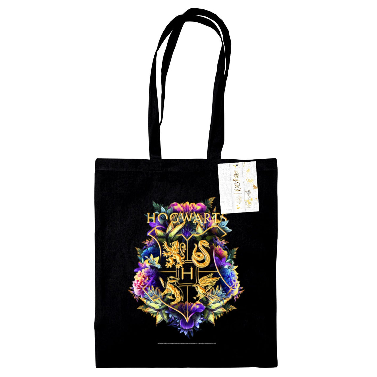 Harry Potter (Hogwarts Crest Watercolour) Black Tote Bag