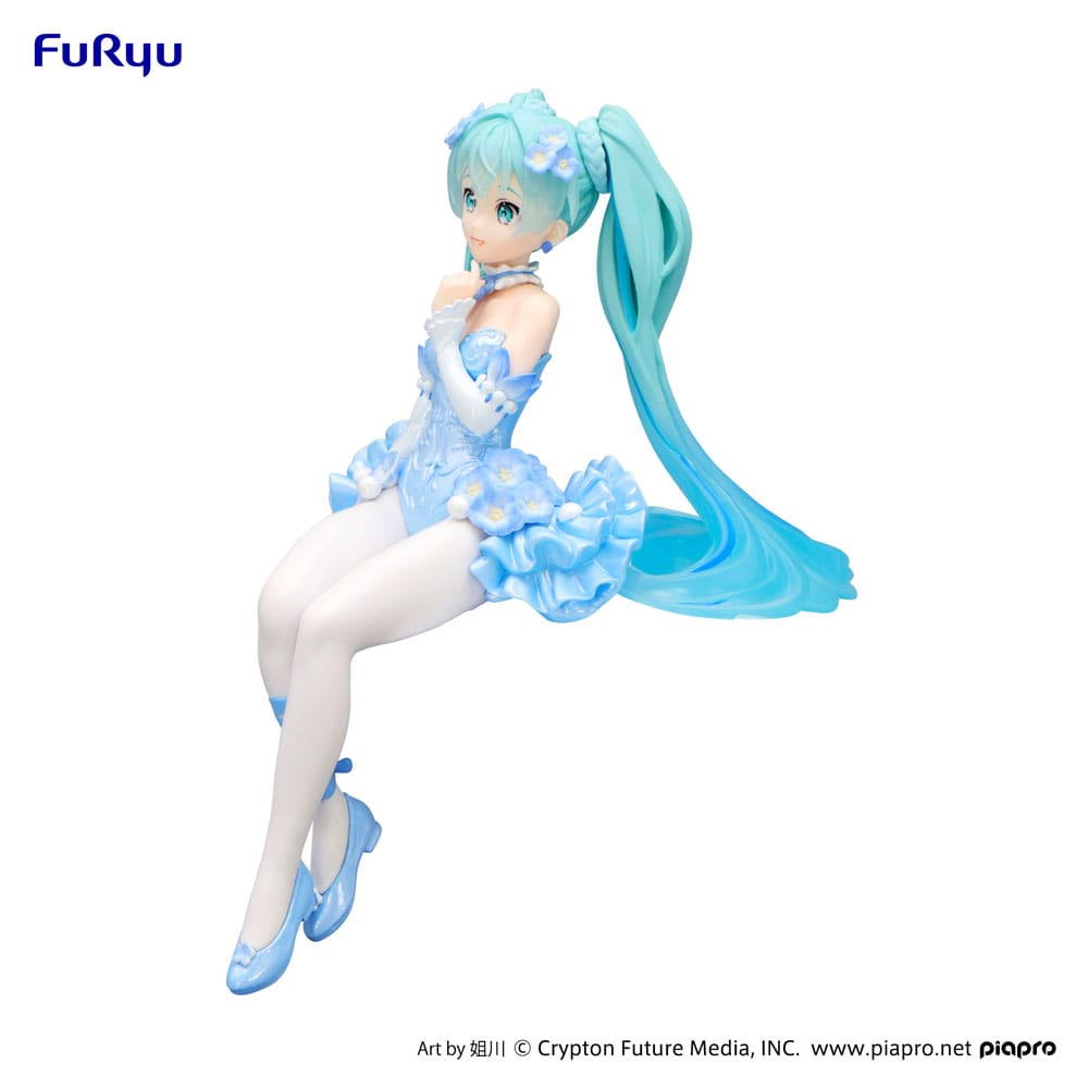 Hatsune Miku Noodle Stopper PVC Statue Flower Fairy Nemophila Pail Blue Color Ver. 15 cm Furyu