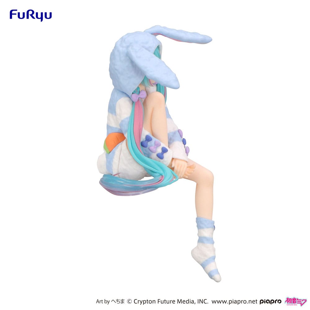 Hatsune Miku Noodle Stopper PVC Statue Hatsune Miku Rabbit Ear Hood Pajama Blue Color Ver. 14 cm