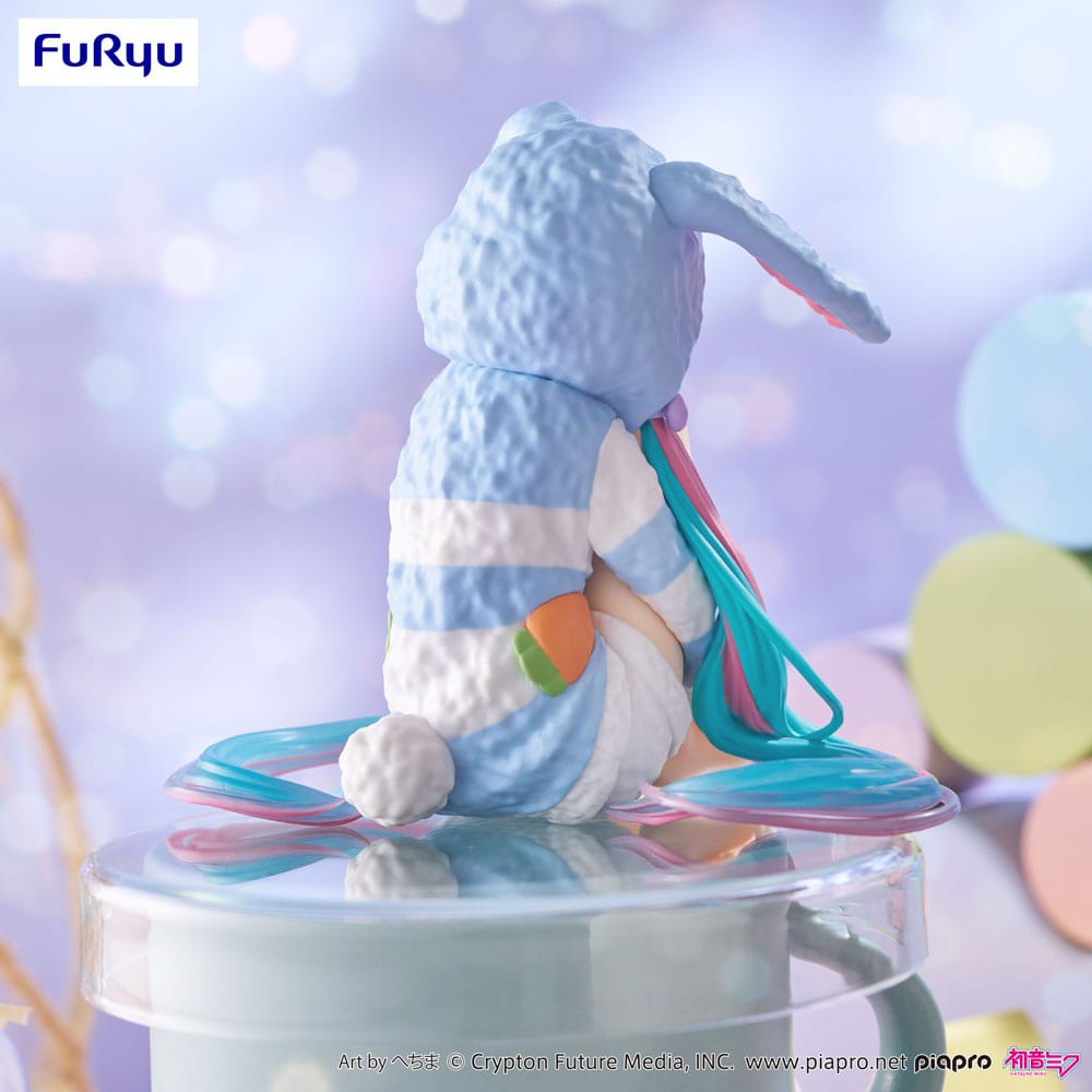 Hatsune Miku Noodle Stopper PVC Statue Hatsune Miku Rabbit Ear Hood Pajama Blue Color Ver. 14 cm