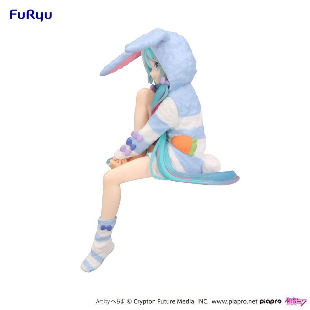 Hatsune Miku Noodle Stopper PVC Statue Hatsune Miku Rabbit Ear Hood Pajama Blue Color Ver. 14 cm