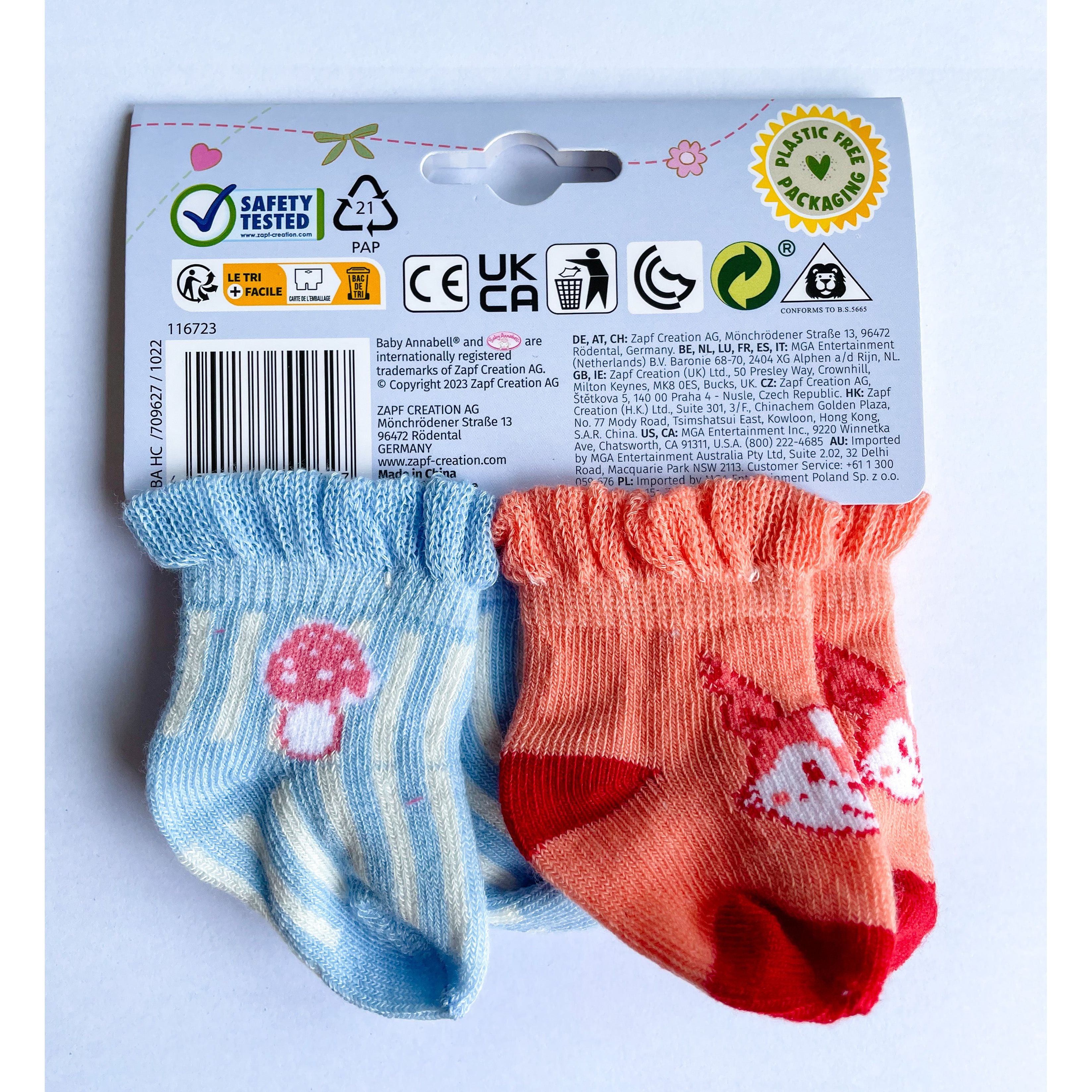 Baby Annabell Socks 2-Pack - Coral & Blue Baby Annabell
