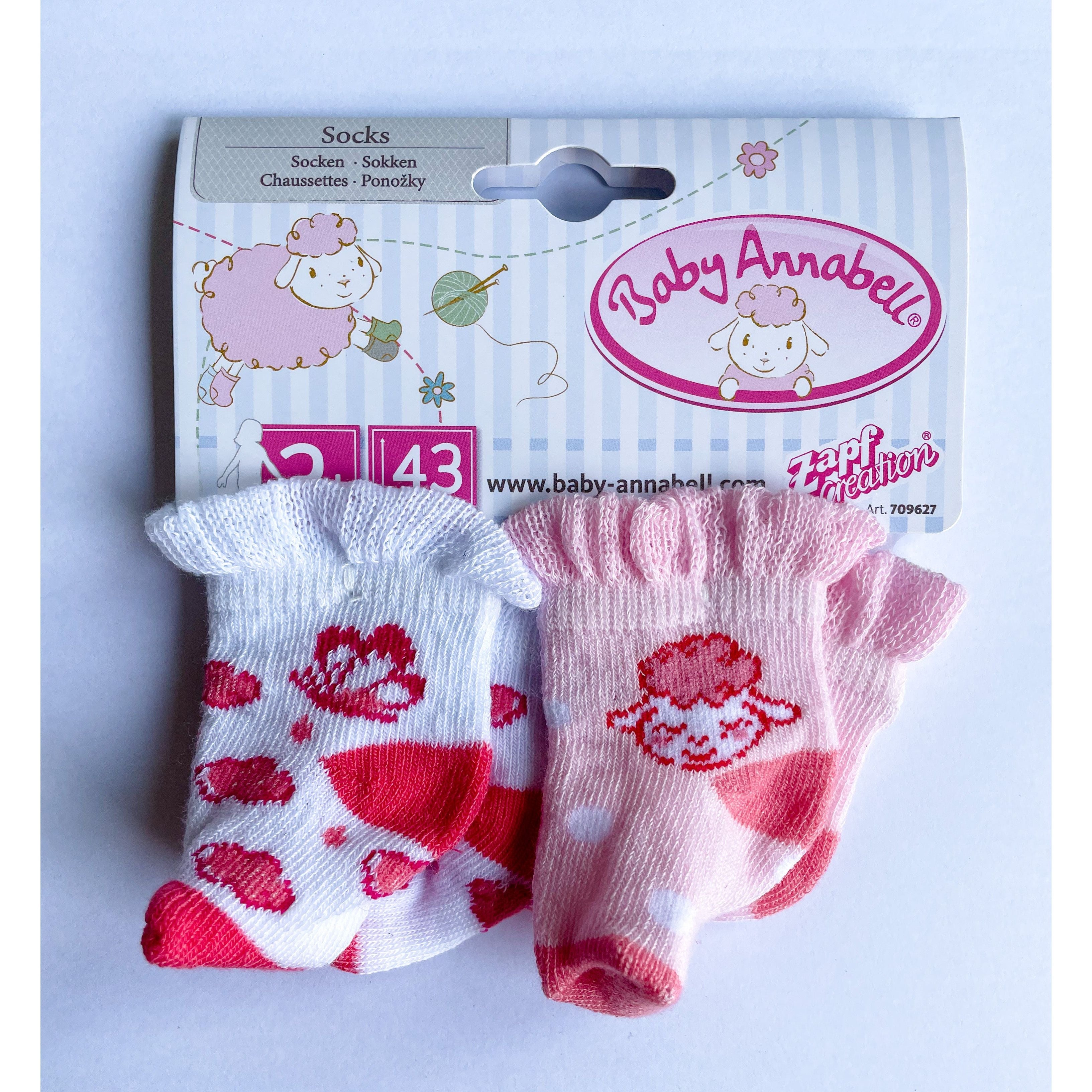 Baby Annabell Socks 2-Pack - Pink & White Baby Annabell