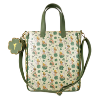 Thumbnail for Loungefly Peter Pan Tinker Bell Clover All-Over Print Tote Bag With Coin Bag Loungefly