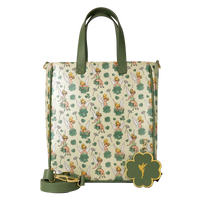 Thumbnail for Loungefly Peter Pan Tinker Bell Clover All-Over Print Tote Bag With Coin Bag Loungefly