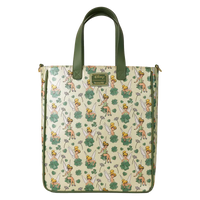 Thumbnail for Loungefly Peter Pan Tinker Bell Clover All-Over Print Tote Bag With Coin Bag Loungefly