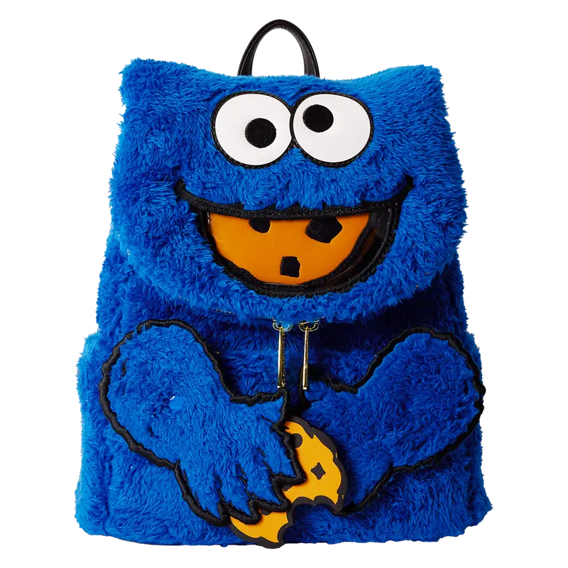 Loungefly Sesame Street Cookie Monster Plush Cosplay Mini Backpack With Coin Bag Loungefly