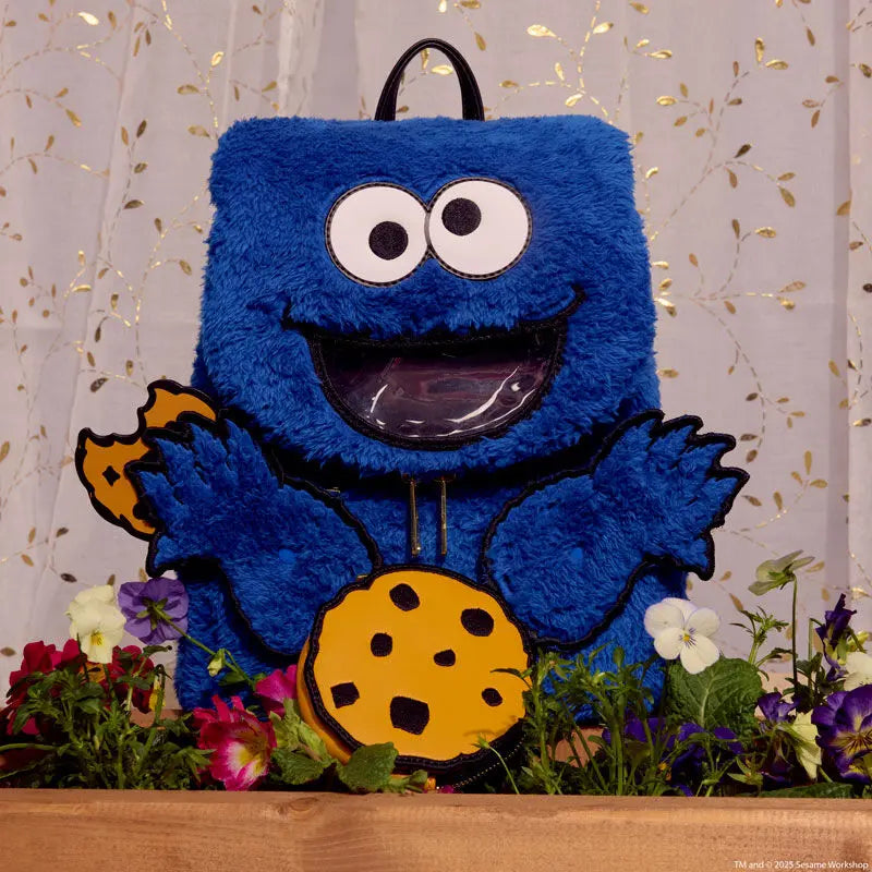 Loungefly Sesame Street Cookie Monster Plush Cosplay Mini Backpack With Coin Bag Loungefly