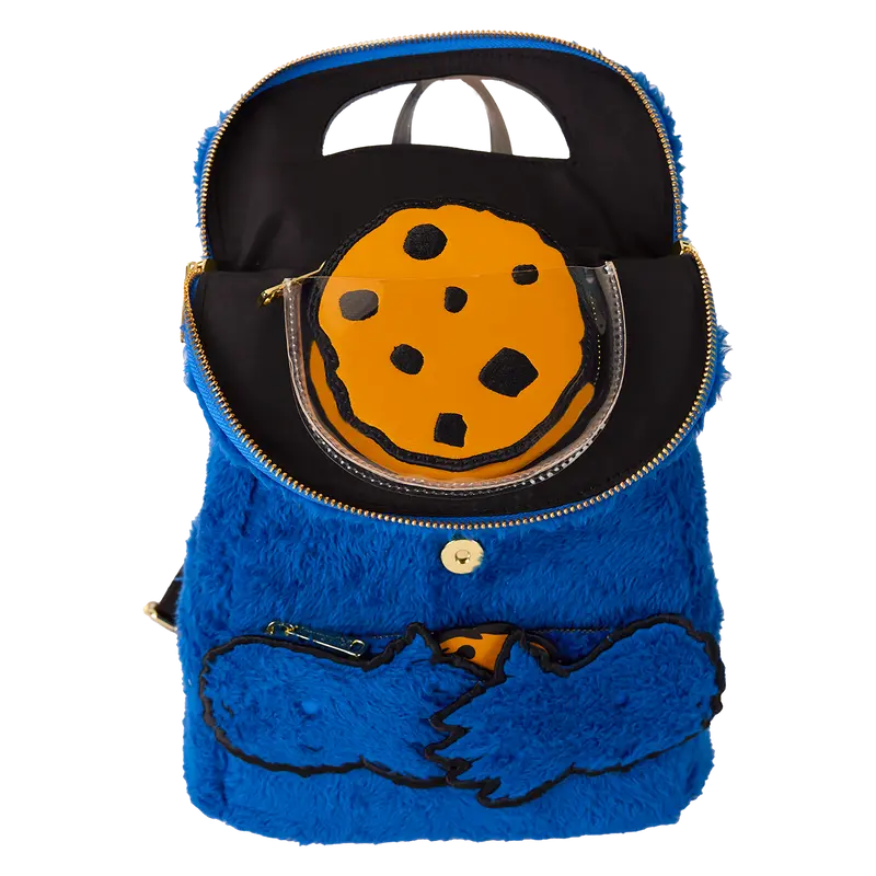 Loungefly Sesame Street Cookie Monster Plush Cosplay Mini Backpack With Coin Bag Loungefly