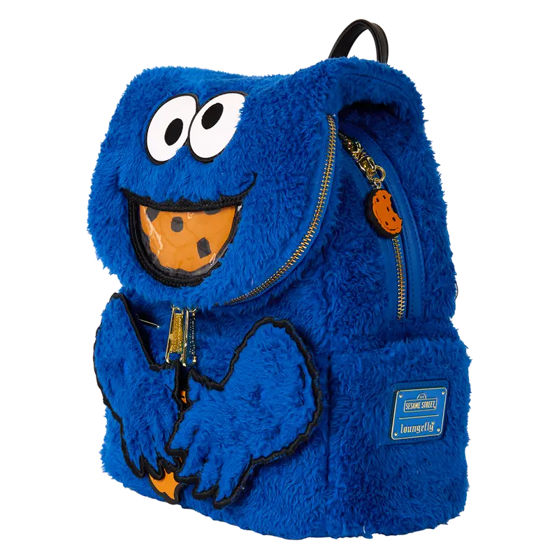 Loungefly Sesame Street Cookie Monster Plush Cosplay Mini Backpack With Coin Bag Loungefly