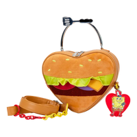 Thumbnail for Loungefly SpongeBob SquarePants Krabby Patty Plush Heart Figural Crossbody Bag Loungefly