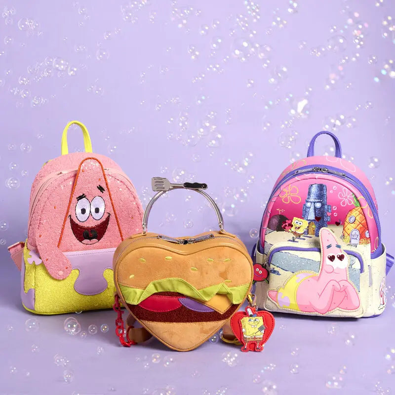 Loungefly SpongeBob SquarePants Krabby Patty Plush Heart Figural Crossbody Bag Loungefly