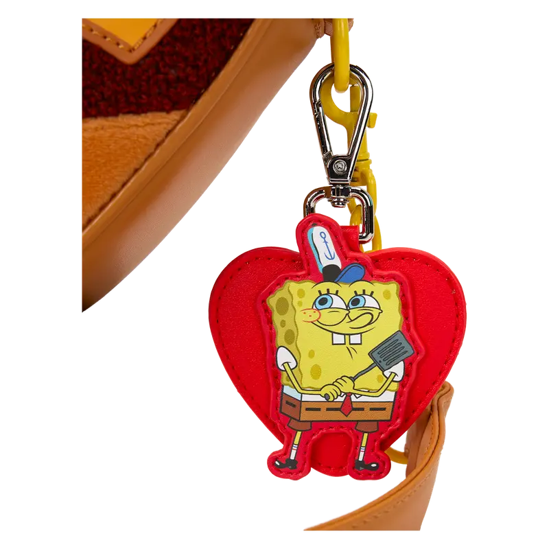 Loungefly SpongeBob SquarePants Krabby Patty Plush Heart Figural Crossbody Bag Loungefly