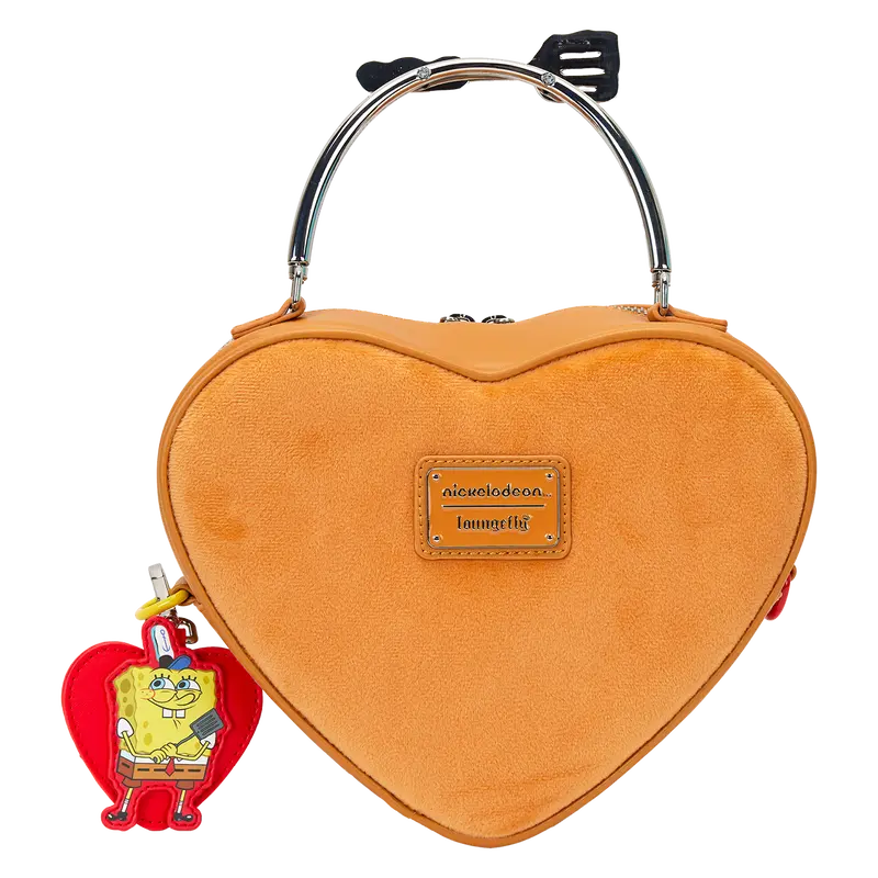 Loungefly SpongeBob SquarePants Krabby Patty Plush Heart Figural Crossbody Bag Loungefly