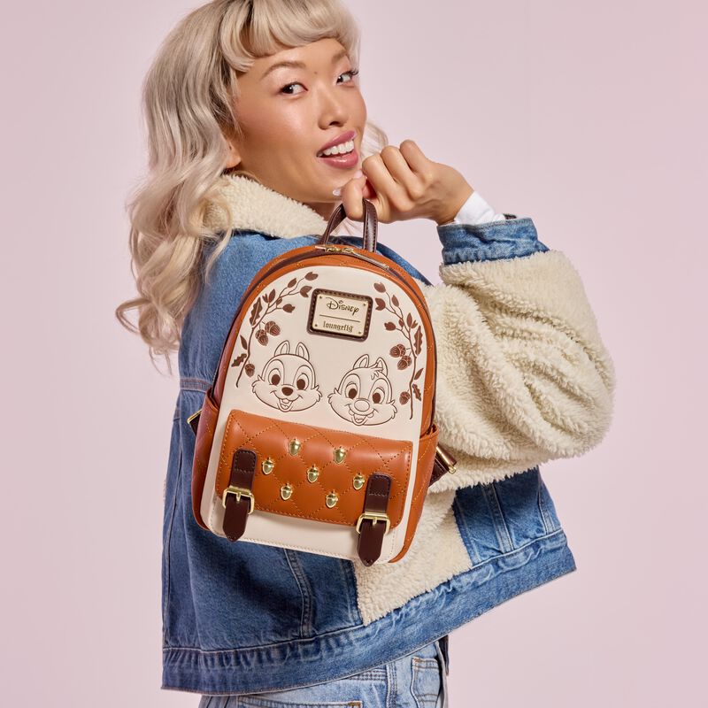 Loungefly Chip 'n' Dale Acorn Quilted Texture Mini Backpack