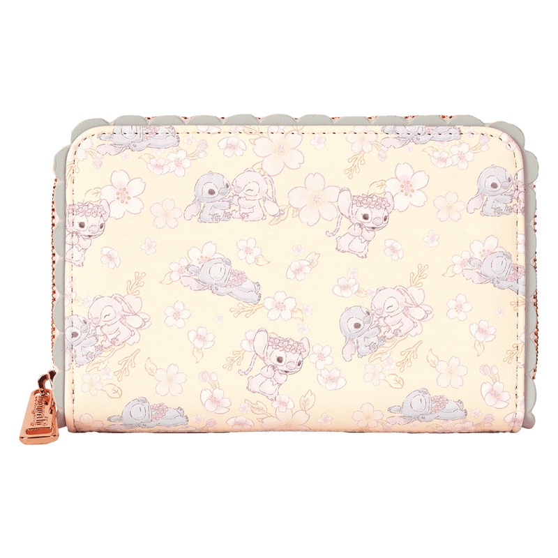Loungefly Disney Stitch & Angel Cherry Blossom All-Over Print Zip Around Wallet