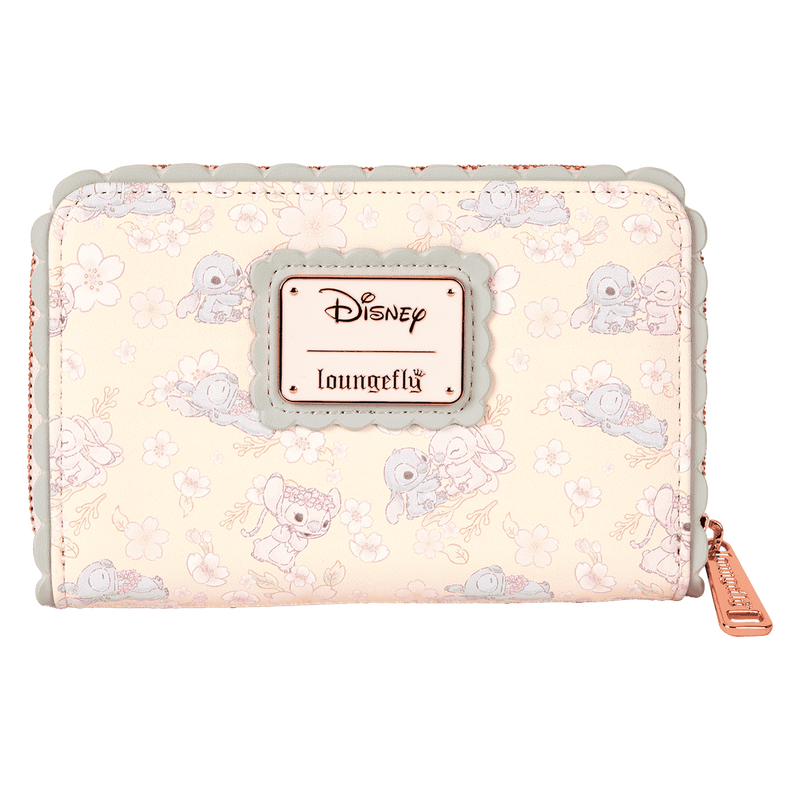 Loungefly Disney Stitch & Angel Cherry Blossom All-Over Print Zip Around Wallet