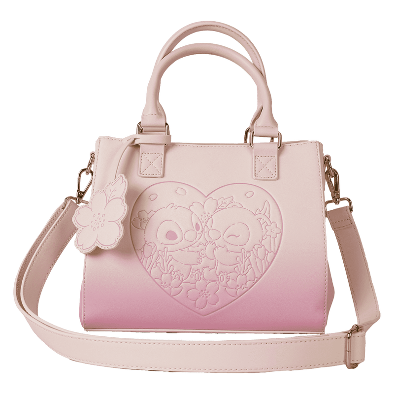 Loungefly Disney Stitch & Angel Cherry Blossom Heart Crossbody Bag