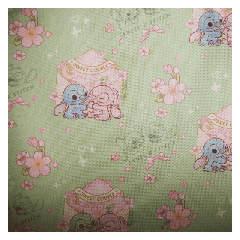 Loungefly Disney Stitch & Angel Cherry Blossom Heart Crossbody Bag
