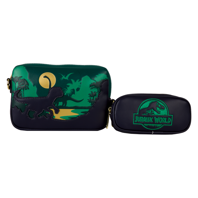 Loungefly Jurassic World Jungle Dinosaur Silhouette Sling Crossbody Bag With Coin Bag