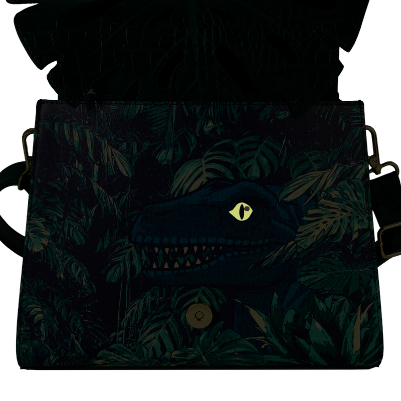 Loungefly Jurassic World Jungle Velociraptor Glow Crossbody Bag