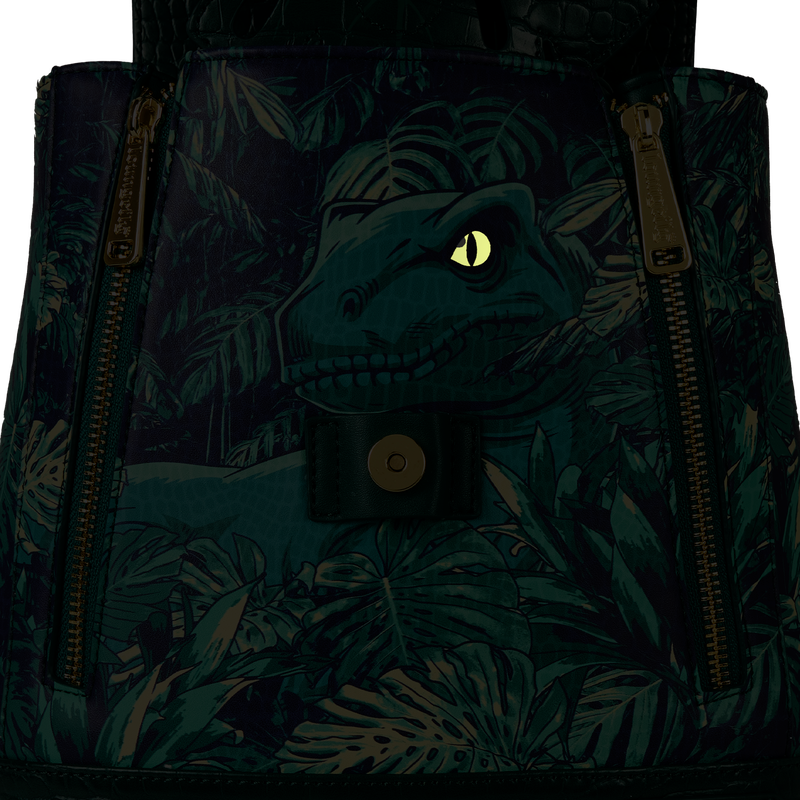 Loungefly Jurassic World Jungle Velociraptor Glow Drawstring Mini Backpack