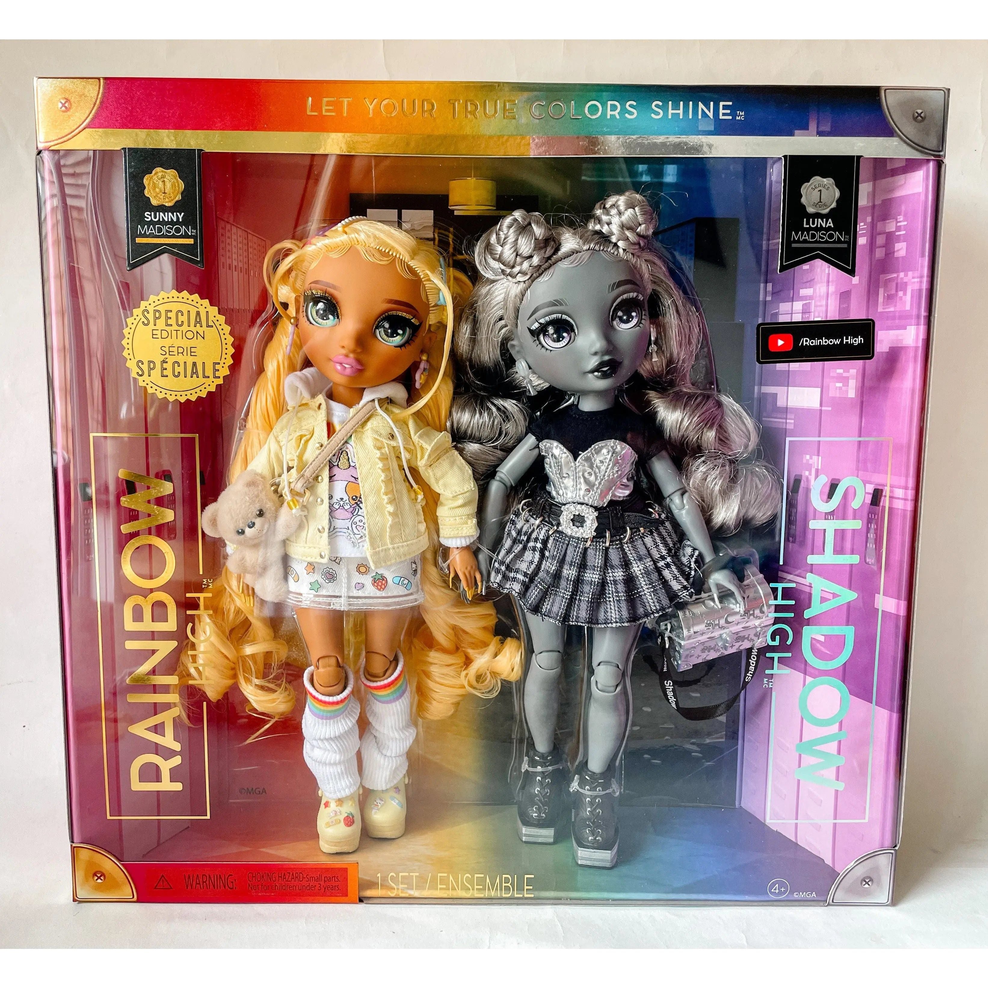 Rainbow High Shadow High Madison Twins- Lot de 2 poupées tendance Jaune/gris  avec accessoires, tenues mélangées et assorties, cadeau idéal pour les  enfants de 4 à 12 ans et les collectionneurs 