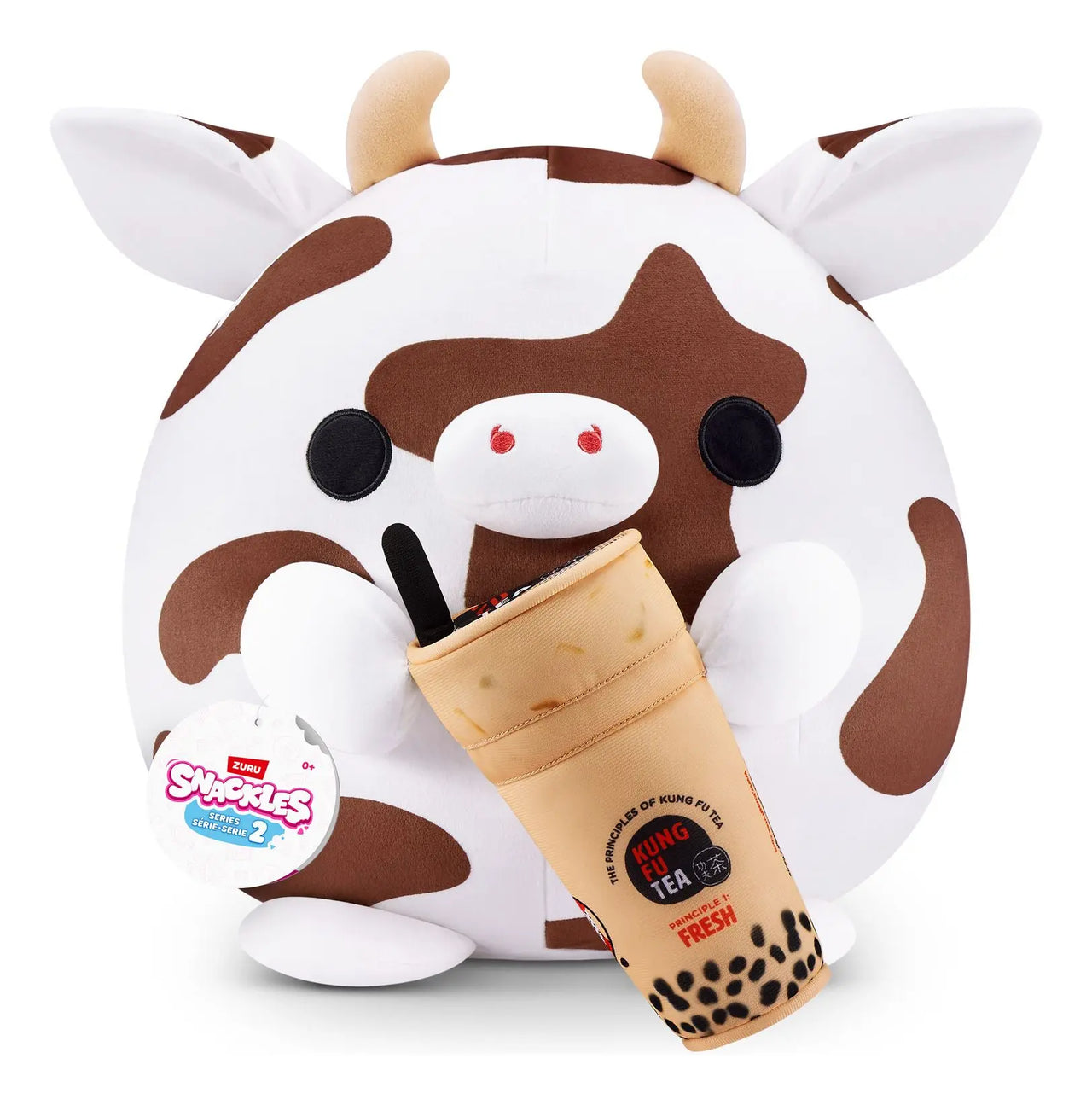 Snackles 14 Inch Plush Cow with Kung Fu Tea Zuru