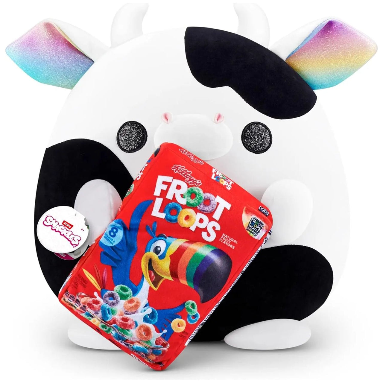 Snackles Series 1 Wave 2 Super Sized 35cm Cow with Froot Loops Plush Zuru