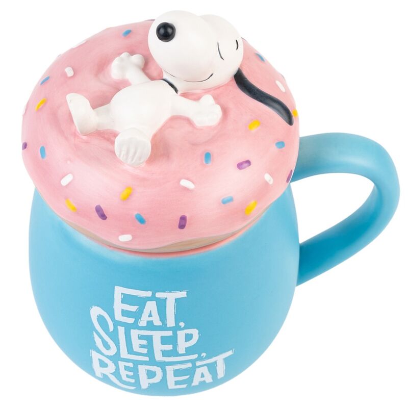 Snoopy Eat Sleep Repeat 3D Mug with Lid 500ml