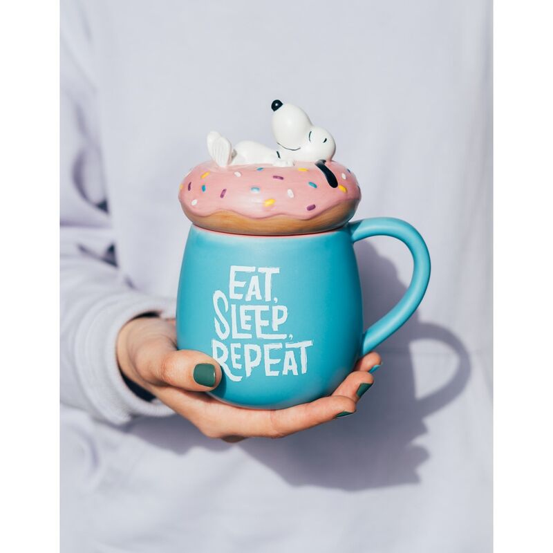 Snoopy Eat Sleep Repeat 3D Mug with Lid 500ml