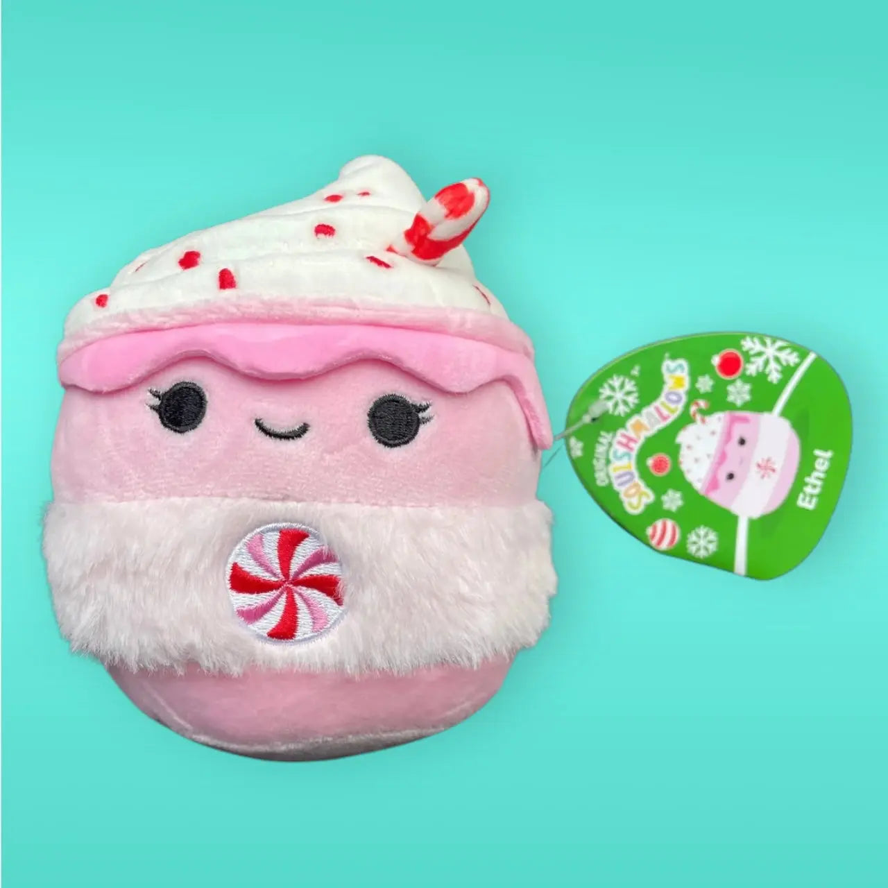 Squishmallow Christmas Plush Toy 5" Ethel Peppermint Latte Squishmallows