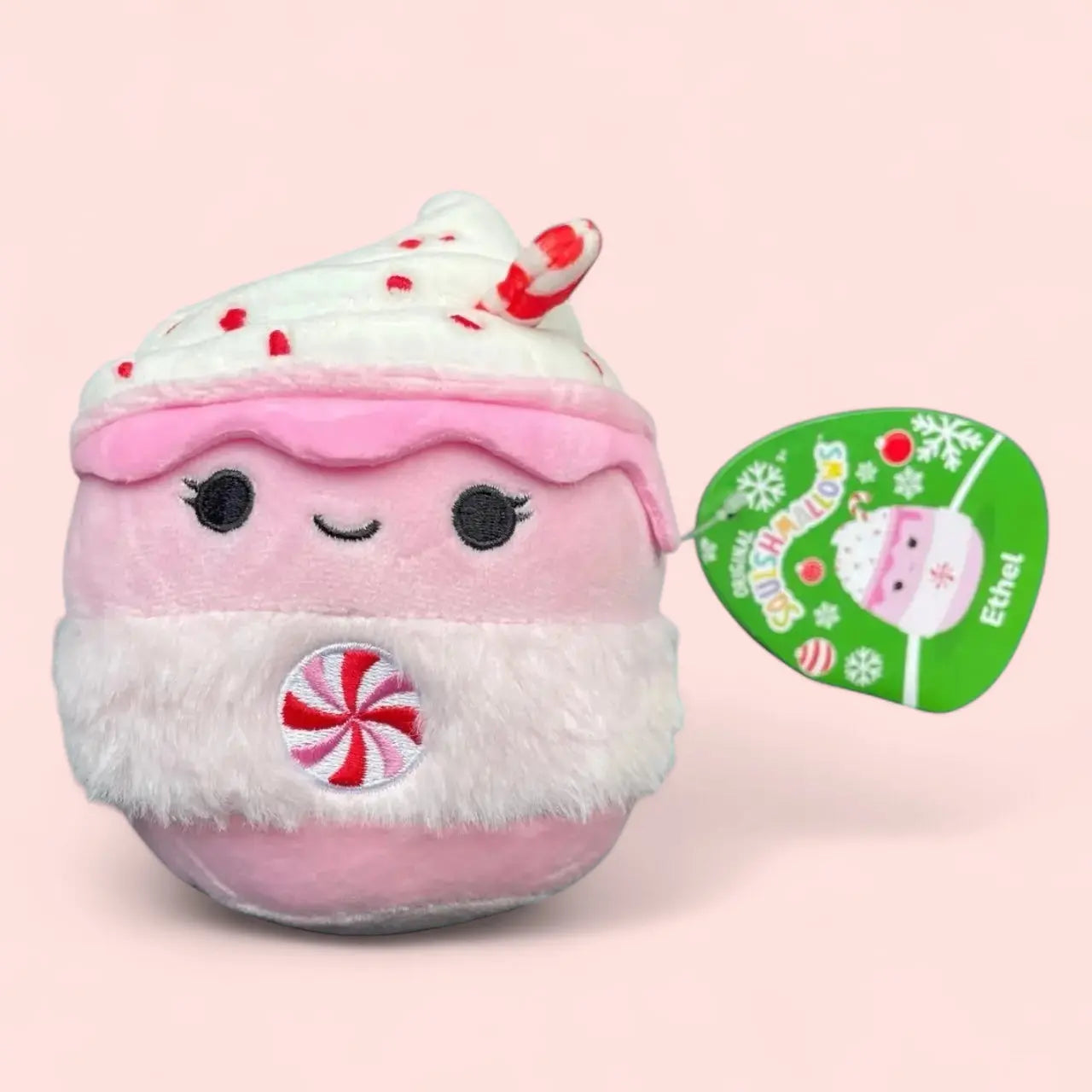 Squishmallow Christmas Plush Toy 5" Ethel Peppermint Latte Squishmallows