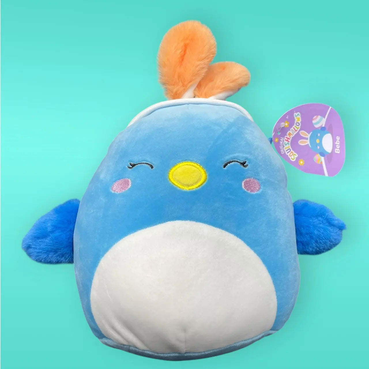 Squishmallows 7.5" Easter Plush Bebe The Blue Bird with Bunny Ears Squishmallows