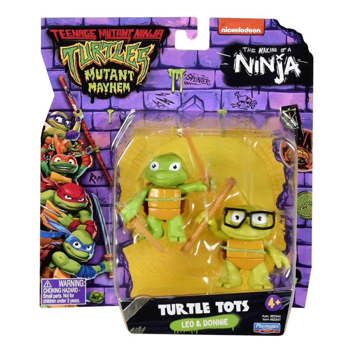 TMNT Mutant Mayhem The Making of a Ninja Turtle Tots Leo & Donnie Action Figures Teenage Mutant Ninja Turtles