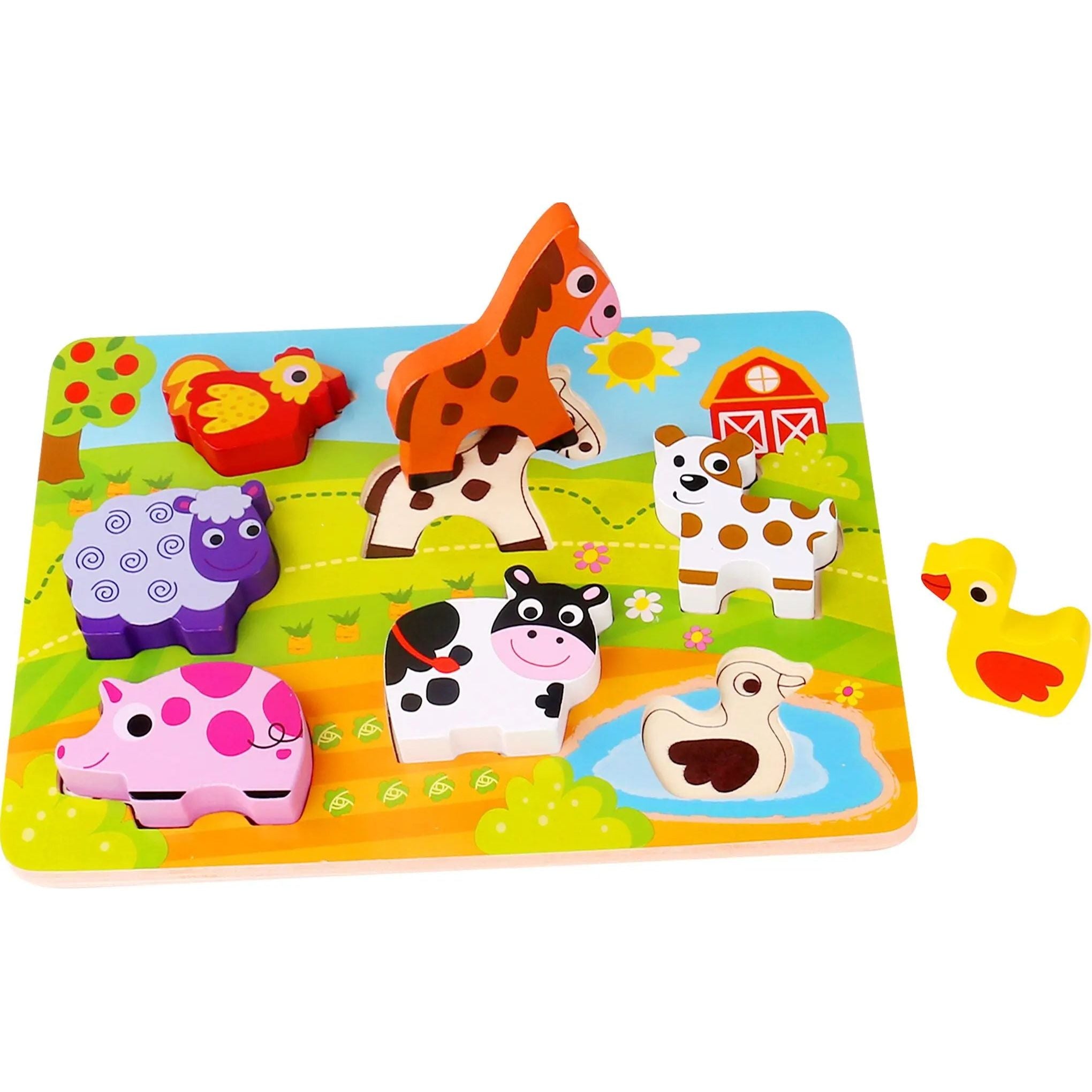 Tooky Toy Wooden 8 Piece Chunky Farm Puzzle Tooky Toy