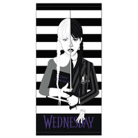 Thumbnail for Wednesday Addams Black and White Striped Beach Towel