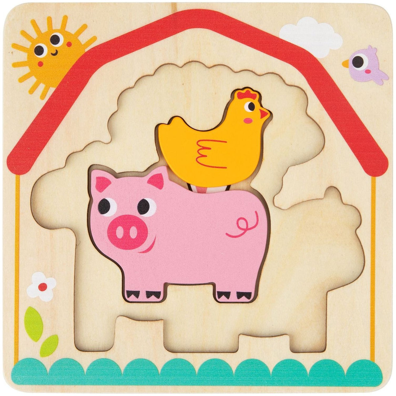 Tooky Toy Wooden Multi-Layered Farm Puzzle Tooky Toy