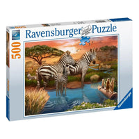Thumbnail for Zebras at Waterhole 500 Piece Jigsaw Puzzle Ravensburger